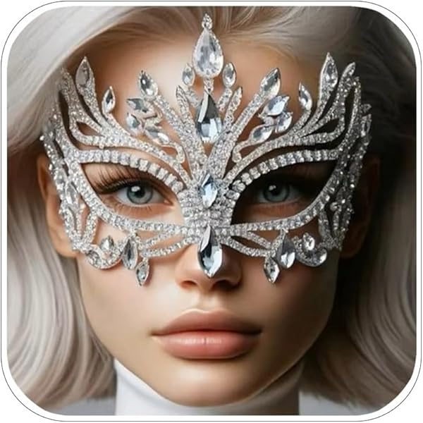Amazon.com: STOBOK Luxury Rhinestones Masquerade Silver