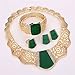 Moochi 18K Gold Plated Green Acrylic Necklace Earrings Ring Bracelet Jewelry Set Costume Wedding