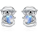 Hypoallergenic Otter Earrings for Women 925 Sterling Silver Sea Otter Studs Earrings Otter Jewelry Birthday Gifts for Women Mother Wife Girlfriend