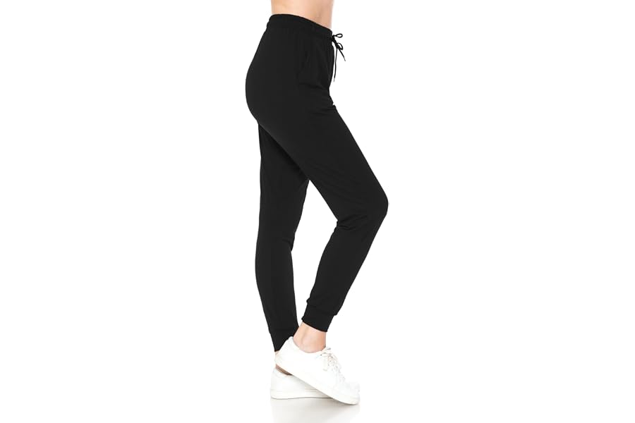Leggings Depot Women's Jogger Sweatpants with Pockets, Cuffed Track Pants | Buttery Peach Skin Fabric, Drawstring Waist, Side Pockets, for Yoga, Gym, Lounge, Travel