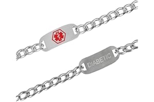THERA CARE TheraCare Diabetic ID Bracelet | Medical Condition Alert | Stainless Steel | Adjustable One Size Fits Most | All Ages Medical Condition Support
