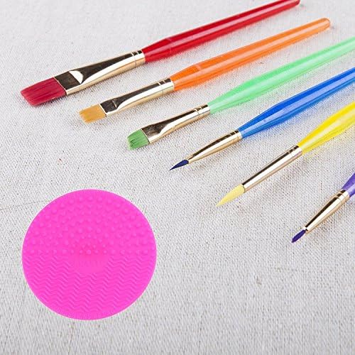 Karmax Foley 6pcs Art and Craft Brush Set for Watercolor, Acrylic, Oil, Face Painting Supplies - Bonus 1x Silicone Brush Cleaner/ Scrubber