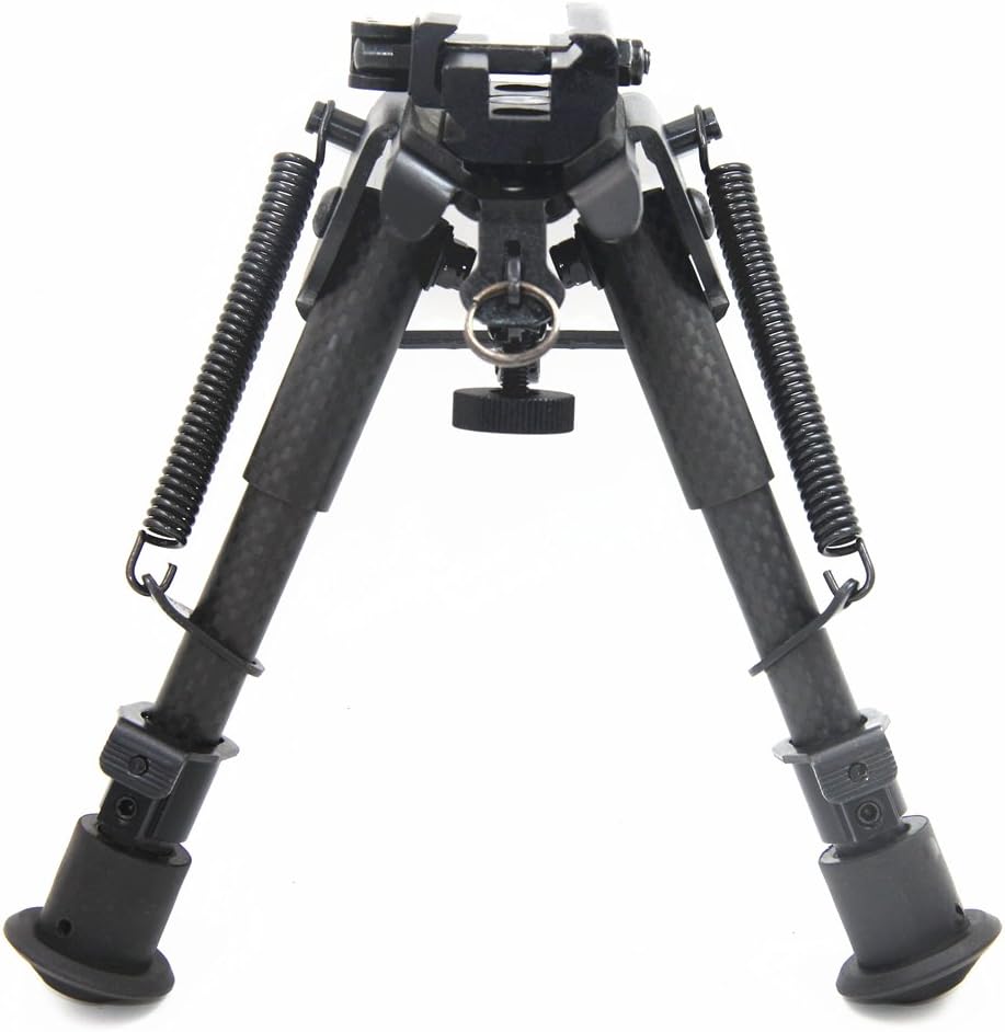 JINSE 2 in 1 Carbon Fiber Tactical Bipod Adjustable Spring Return with QD Picatinny and Swivel Stud Mount 6-9 Inches …