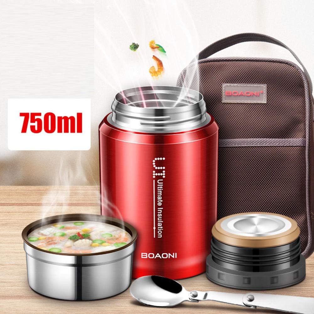 Boaoni 750Ml Thermos Food Jar Vacuum Insulated Stainless Steel Thermal Kitchen Lunch Box Keep Heat Containers With Folding Spoon