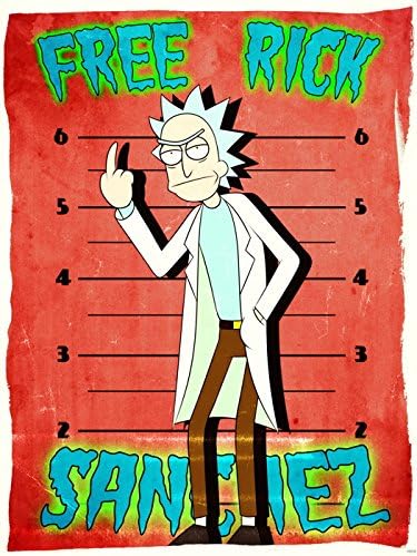 Free Rick Sanchez Vintage Art Mugshot Rick and Morty TV Series 32x24 Poster Print