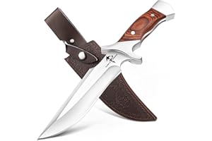 Purple Dragon Camping Fixed Blade Knife with Sheath-6 Inch Outdoor Knife-Full Tang 440C Steel Bushcraft Knife with Redwood Handle-Outdoor Gear Christmas Gift for Men and Women