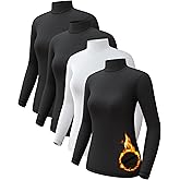 CL convallaria Turtleneck Thermal Underwear Shirts Women Fleece Lined Base Layer Tops Long Sleeve 2 4 Pack