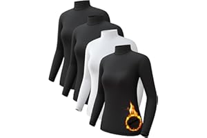 CL convallaria Turtleneck Thermal Underwear Shirts Women Fleece Lined Base Layer Tops Long Sleeve 2 4 Pack