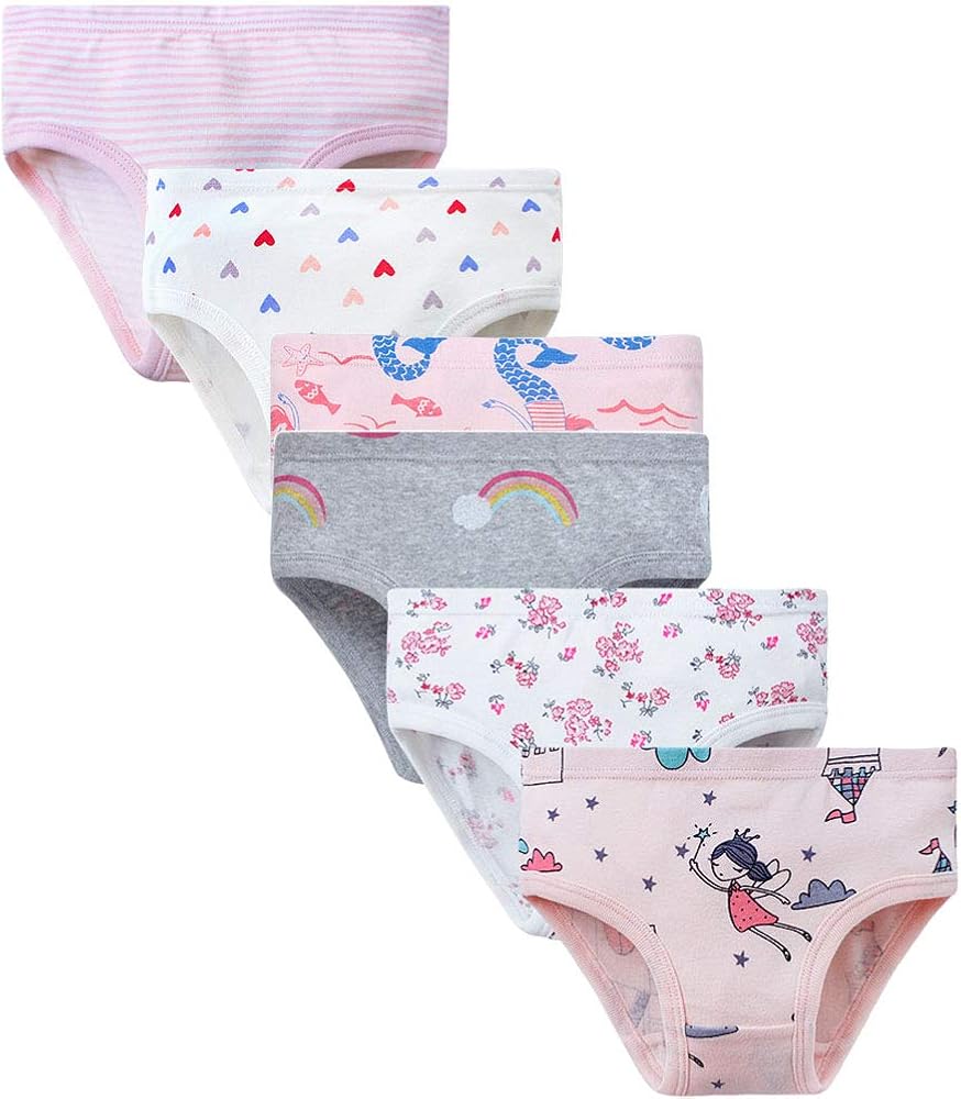 Jiaboy Girls Underwear, Cute Cotton Toddler Girls Panties Kids Assorted Briefs 6 of Pack