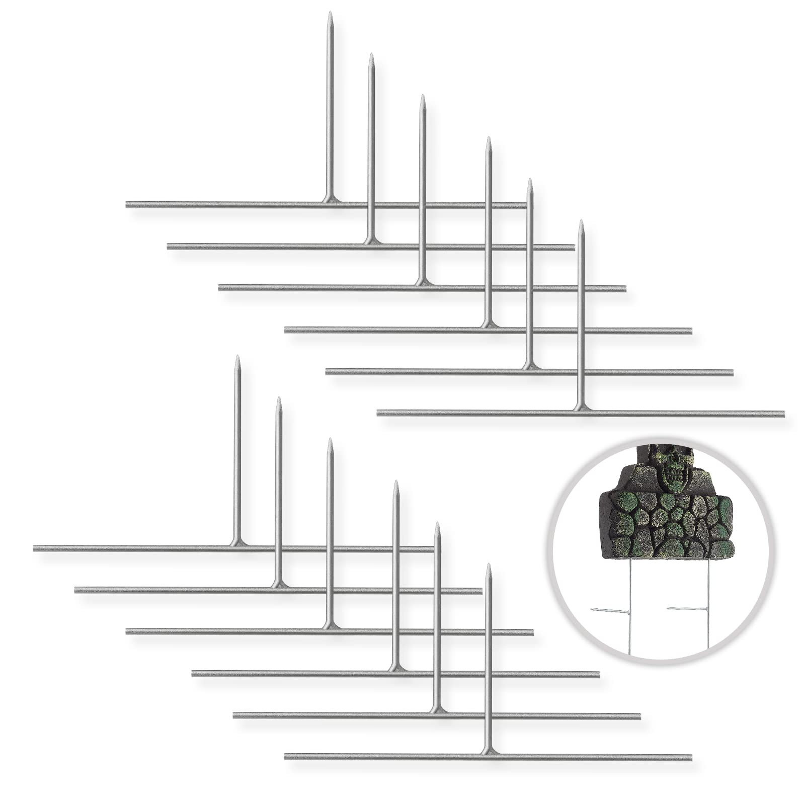 Photo 1 of Pack of 12 Metal Halloween Tombstone Stakes Heavy Duty T-Shaped for Graveyard Styrofoam Decorations