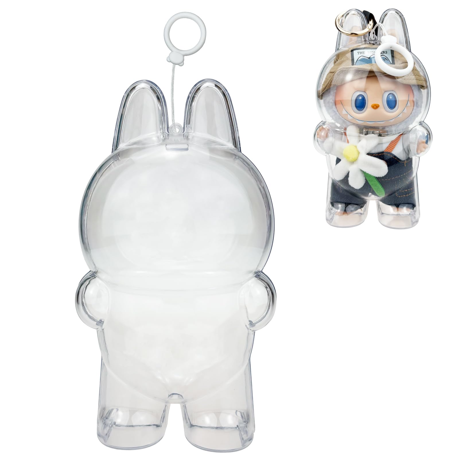 Photo 1 of Transwon Protective Case for LABUBU Fall in Wild/ Let's Checkmate, Display Box Hard Cover Accessories with Keychain for Exciting Macaron with Costumes (Acrylic Case Only)