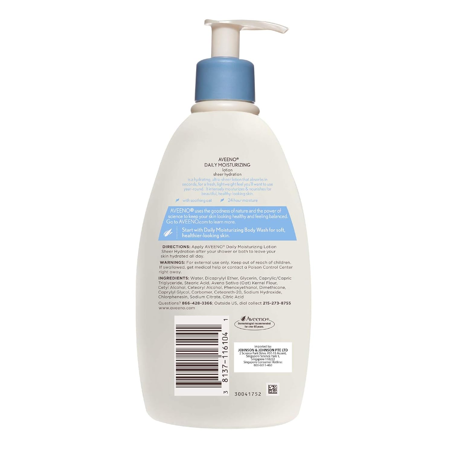 Aveeno Sheer Hydration Daily Moisturizing Lotion for Dry Skin with Soothing Oat, Lightweight, Fast-Absorbing & Fragrance-Free Intense Body Moisturizer, 12 fl. oz : Beauty