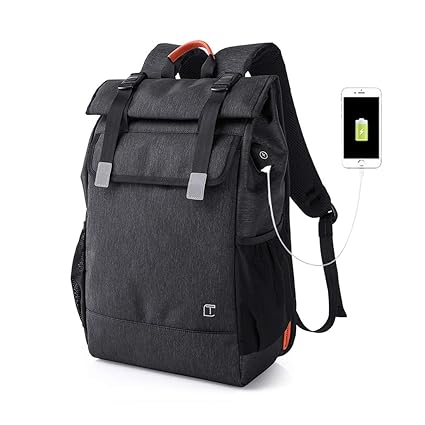 Wind Took 28L Roll Top Rucksack Daypack Fahrradrucksack Herren Rucksack mit USB Anschluss für Laptop 15,6 Zoll, Wasserabweise