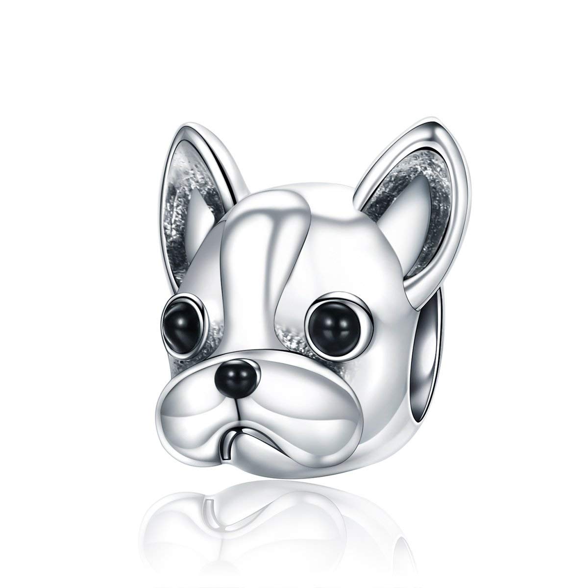 FeatherWish Sterling Silver 925 Charm Bulldog Dog Puppy Family Bead Fits And Compatible With Pandora Bracelets Gift Mum Wife Friend Sister Daughter Birthday (Bulldog Dog)