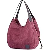 DOURR Women's Multi-pocket Shoulder Bag Fashion Cotton Canvas Handbag Tote Purse