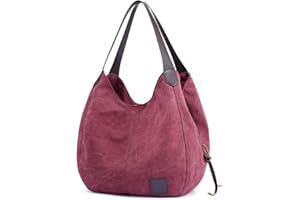 DOURR Women's Multi-pocket Shoulder Bag Fashion Cotton Canvas Handbag Tote Purse