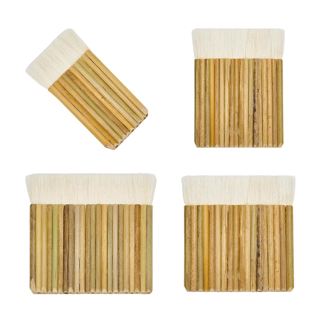 PH PandaHall 4 Size Hake Watercolor Brushes Flat Hake Brushes Artist Painting Brushes Handle Haik Brush Sheep Hair Hake Brush for Kiln Wash Watercolor Dust Cleaning Ceramic Pottery Painting