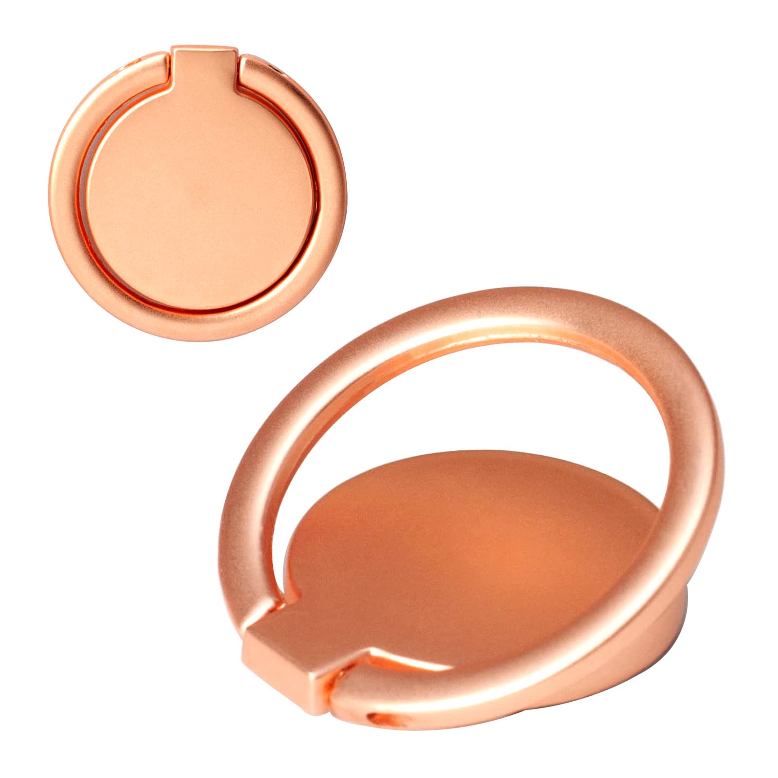 Photo 1 of [2 Pack] Small Round Matte Finish Cell Phone Ring Holder Stand,360 Degree Rotation and 180 Degree Adjustable Finger Ring Kickstand with Frosted Metal Phone Grip (Rose Gold)