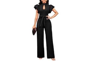 SxClub Elegant Jumpsuits for Women Dressy Formal Casual Long Straight Pants Business Jumpsuit