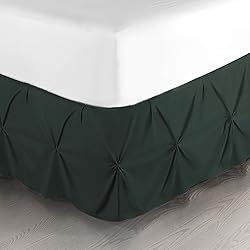 Nestl Forest Green Bed Skirt Full Size, Pinch Pleat