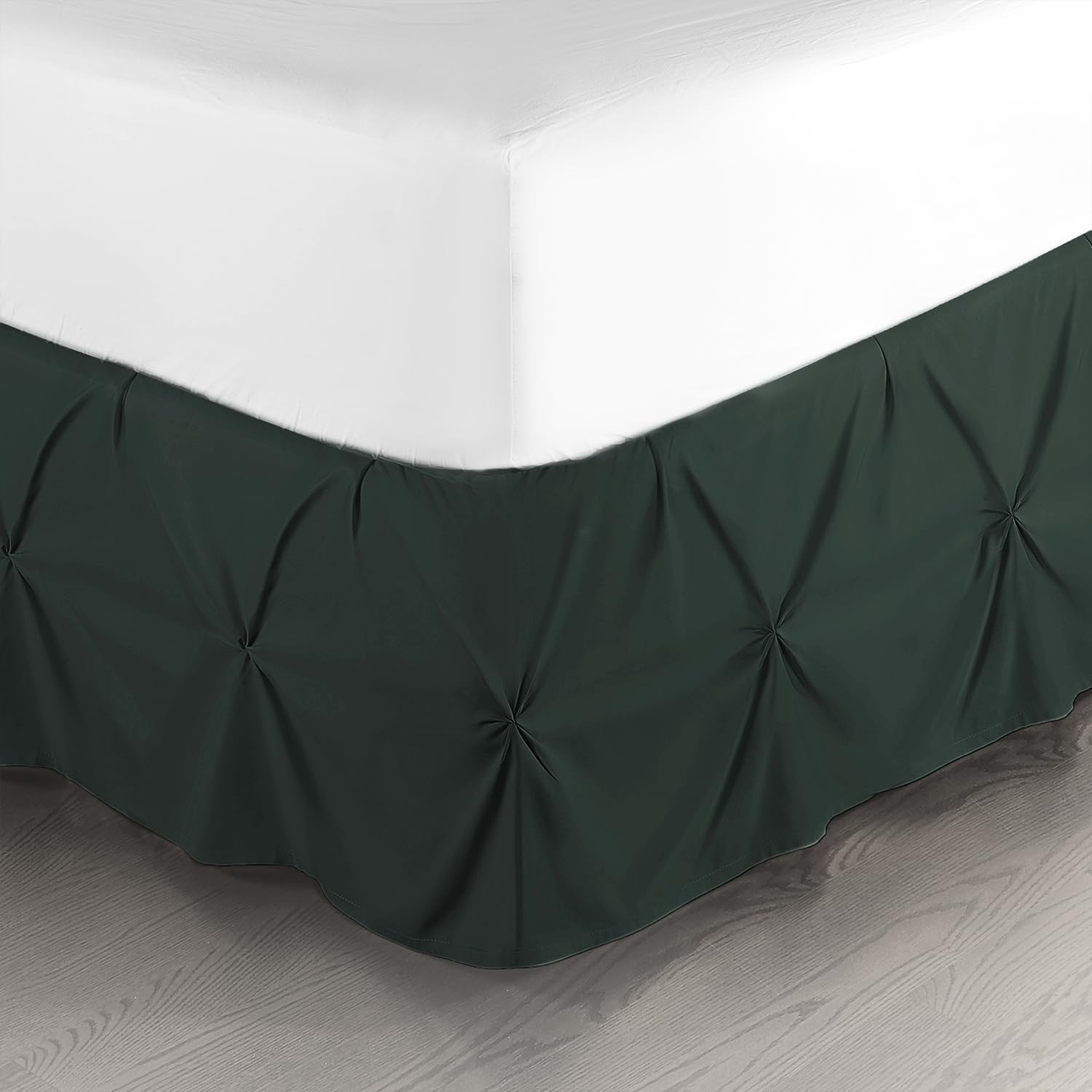 Nestl Forest Green Bed Skirt Full Size, Pinch Pleat