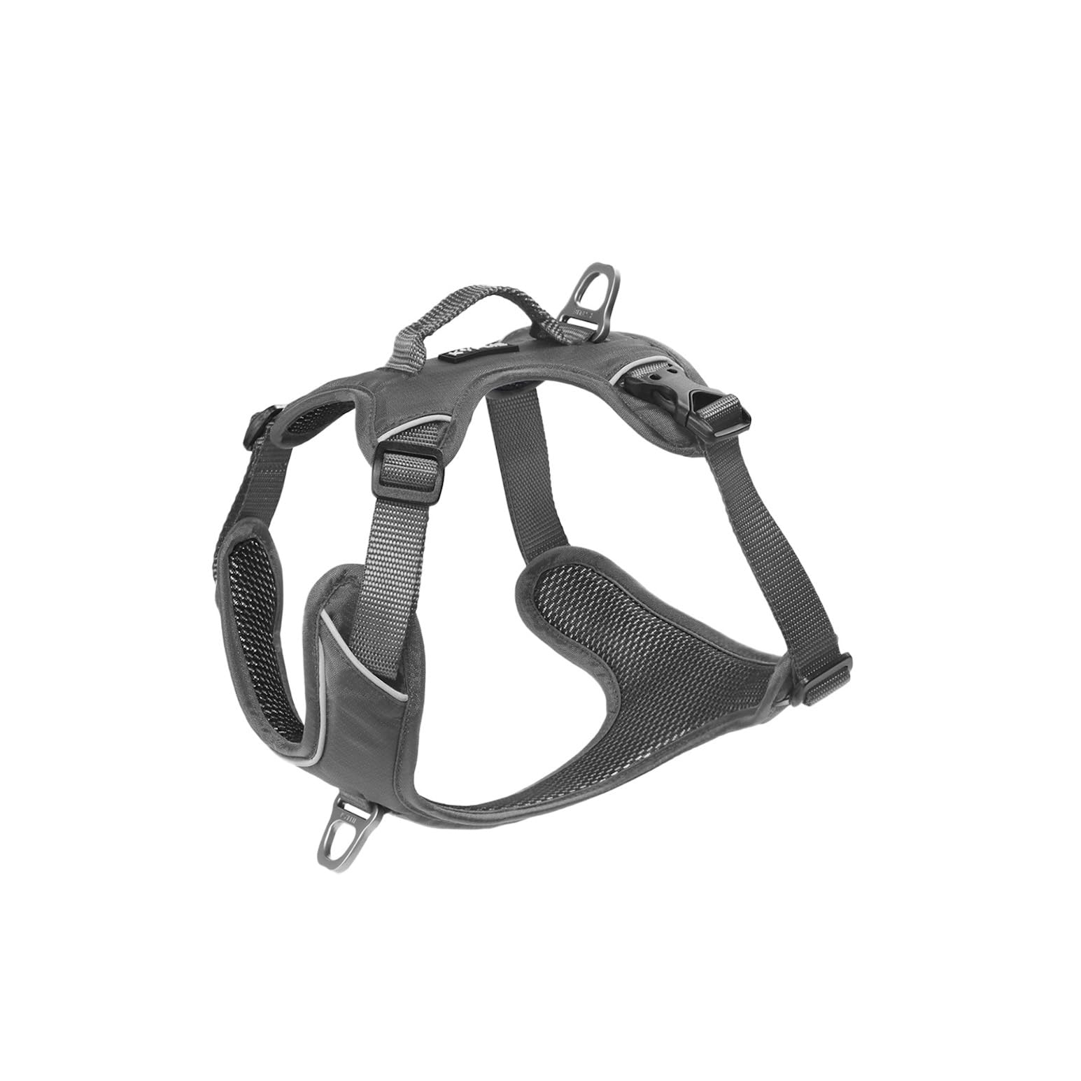 KYFLIE - No-Pull Reflective Dog Harness for Training & Daily Walks - Adjustable & Breathable Y Harness - Front & Back Leash Attachments - Control & Assistance Handle - M - Grey
