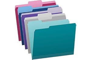 TOPS Pendaflex Two Tone Color File Folders, Letter Size, Assorted Colors (Teal, Violet, Gray, Navy and Burgundy), 1/3-Cut Tabs, 5 Color, 100/Box, (02315)