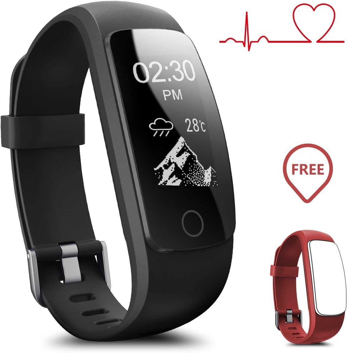 IDOOSMART Activity Tracker With Heart Rate Monitor - Fitness Tracker Pedometer Smartwatch Wireless USB charging Wristband Bracelet with Weather Forecast