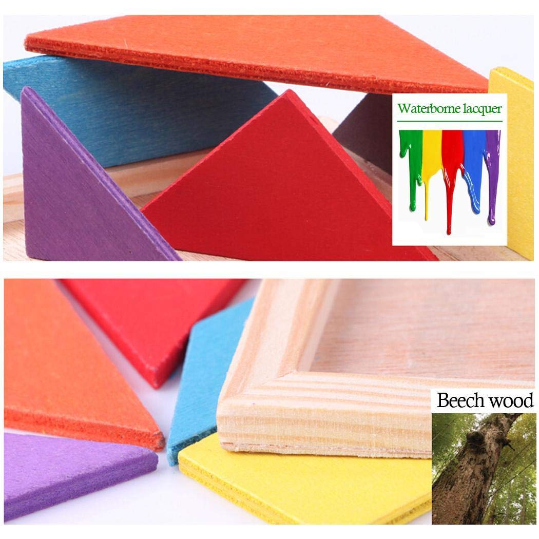 yagot Kinder Holz Puzzle Spielzeug Multicolor Tangram Früherziehung Spielzeug Kinder Tragbares Lernspielzeug