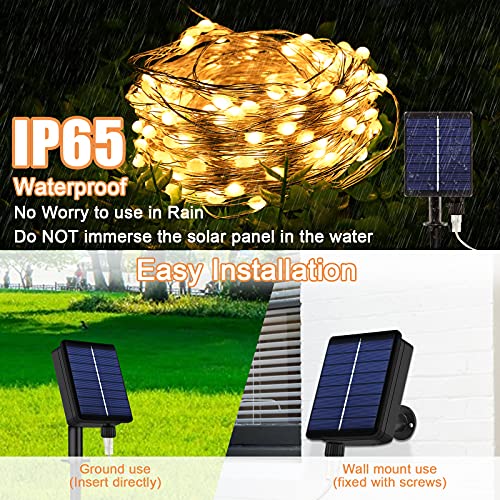 Solar String Lights Super Bright, BOLWEO Solar Fairy Lights 66Ft 200 Big LED, Solar Lights Outdoor Waterproof Decorations for Patio Garden Yard Halloween Christmas Decor Warm White