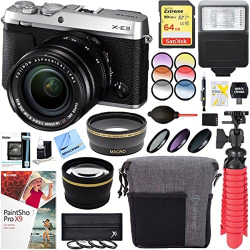 Fujifilm X-E3 24.3 MP Mirrorless Digital Camera (Silver) with XF 18-55mm Lens Accessory Bundle