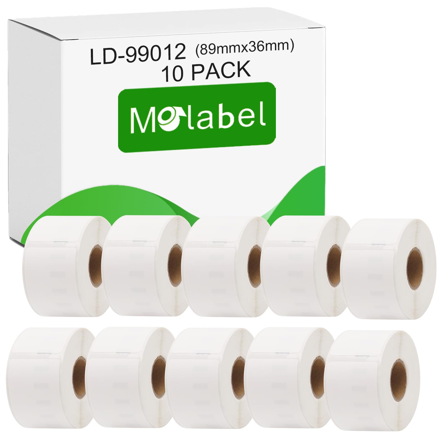 Molabel 99012 Pack of 10 Compatible with Dymo LabelWriter 310, 320, 330 Series, 400 Series, 450 Series, 4XL, EL40, EL60 and SLP 100, 120, 200, 220, 240, 4100. , 420, 430, 440, 450