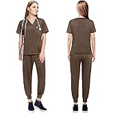UnionMed Tech Scrubs for Women Scrubs Set - Stretch V-Neck Scrub Top & Yoga Jogger Pants Medical Uniform Scrub Set