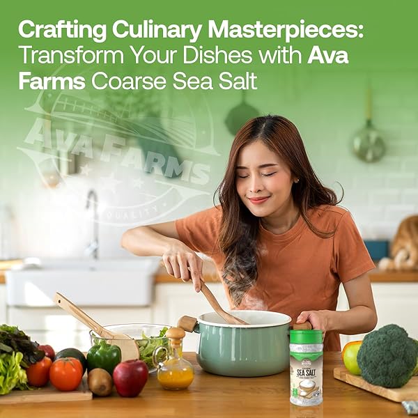AVA FARMS SEA SALT – COARSE – 16 OZ. BOTTLE – GLUTEN-FREE, NON-GMO, VEGAN, RAW, KOSHER, MINERAL RICH
