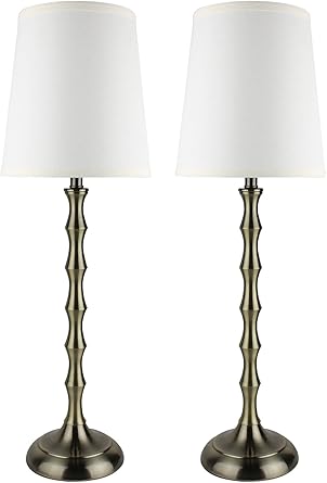 Urbanest Set Of 2 Antique Brass Bahama Bamboo Buffet Lamps With