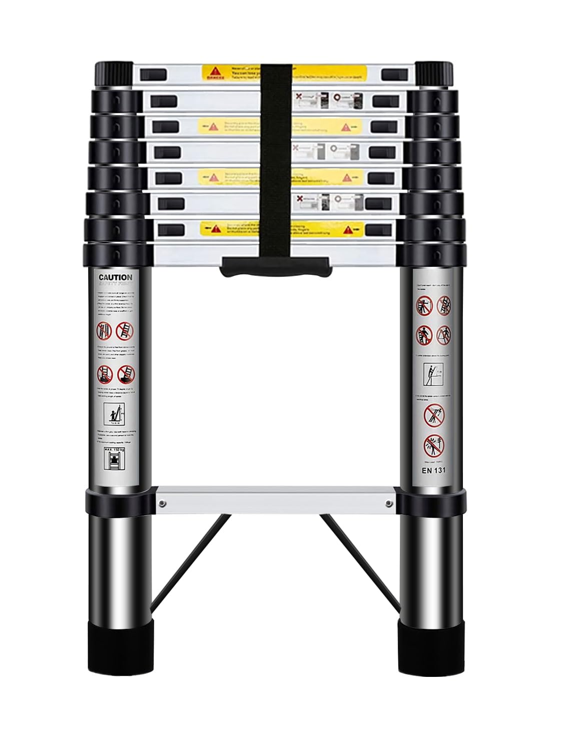 Nestling Telescopic Ladder 2.6m, Ladder Extendable Stainless Steel, Multi Purpose Ladder Portable, Adjustable Height, for Decorating, Painting, Garden, Wei: 8.5kg