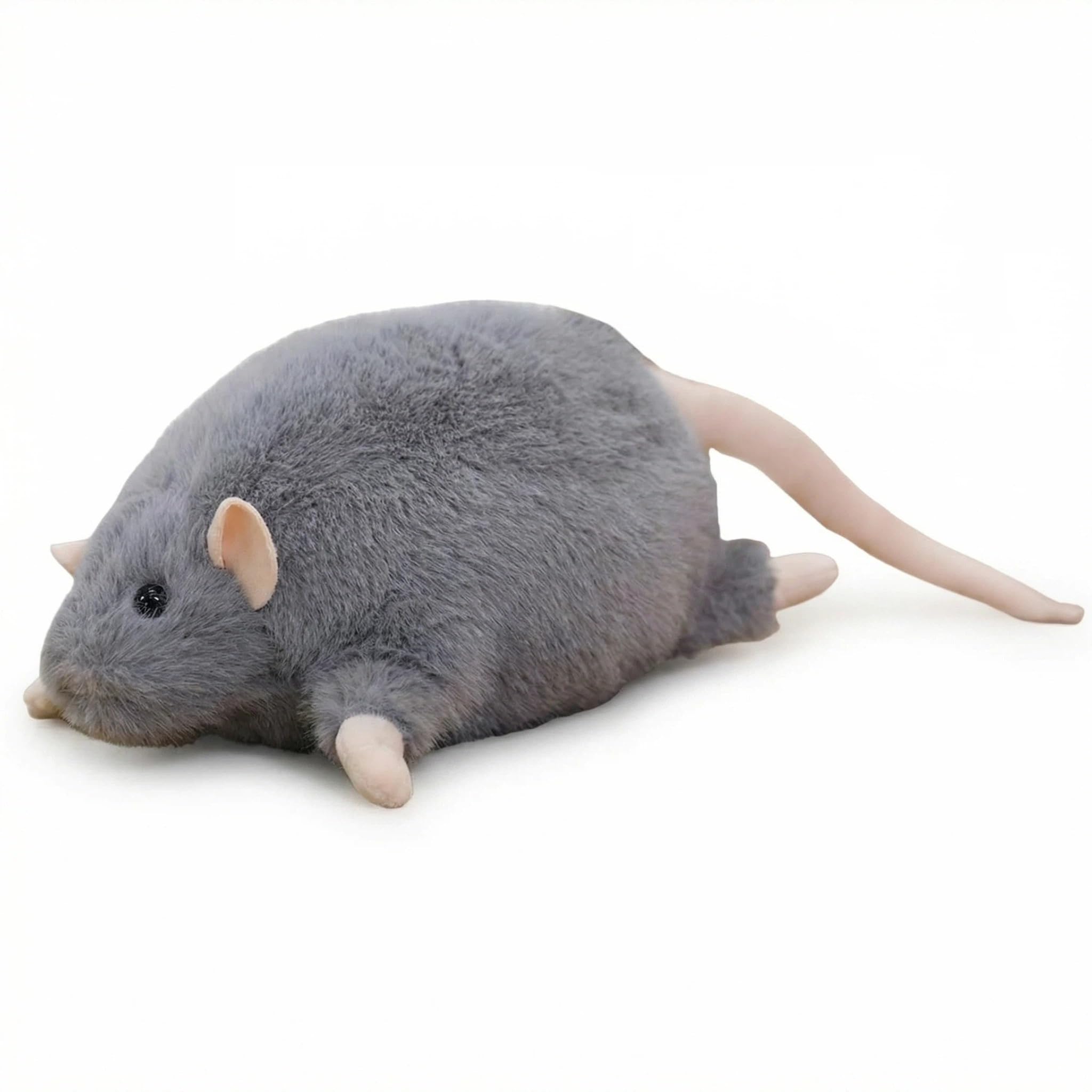 dididudi Soft Rat Plush Chonky Fat Rat Plushie Stuffed Animal Toy, 40cm Cute Realistic Round Rats Teddy Plush, Cozy Huggable Stuffed Mouse Plush Rats Toy for Cuddling Home Room Decor & Gifting (Grey)