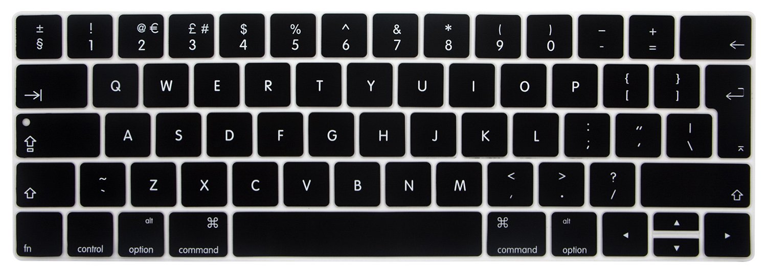MMDW English Keyboard Cover Silicone Keyboard Cover for MacBook Pro 13 15 inch 2019 2018 2017 2016 with Touch Bar&Touch ID Model:A2159 A1989 A1706/A1990 A1707,European Version