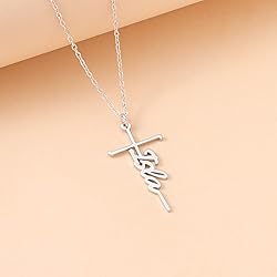 Lcherry Isla Name Cross Necklace Personalized