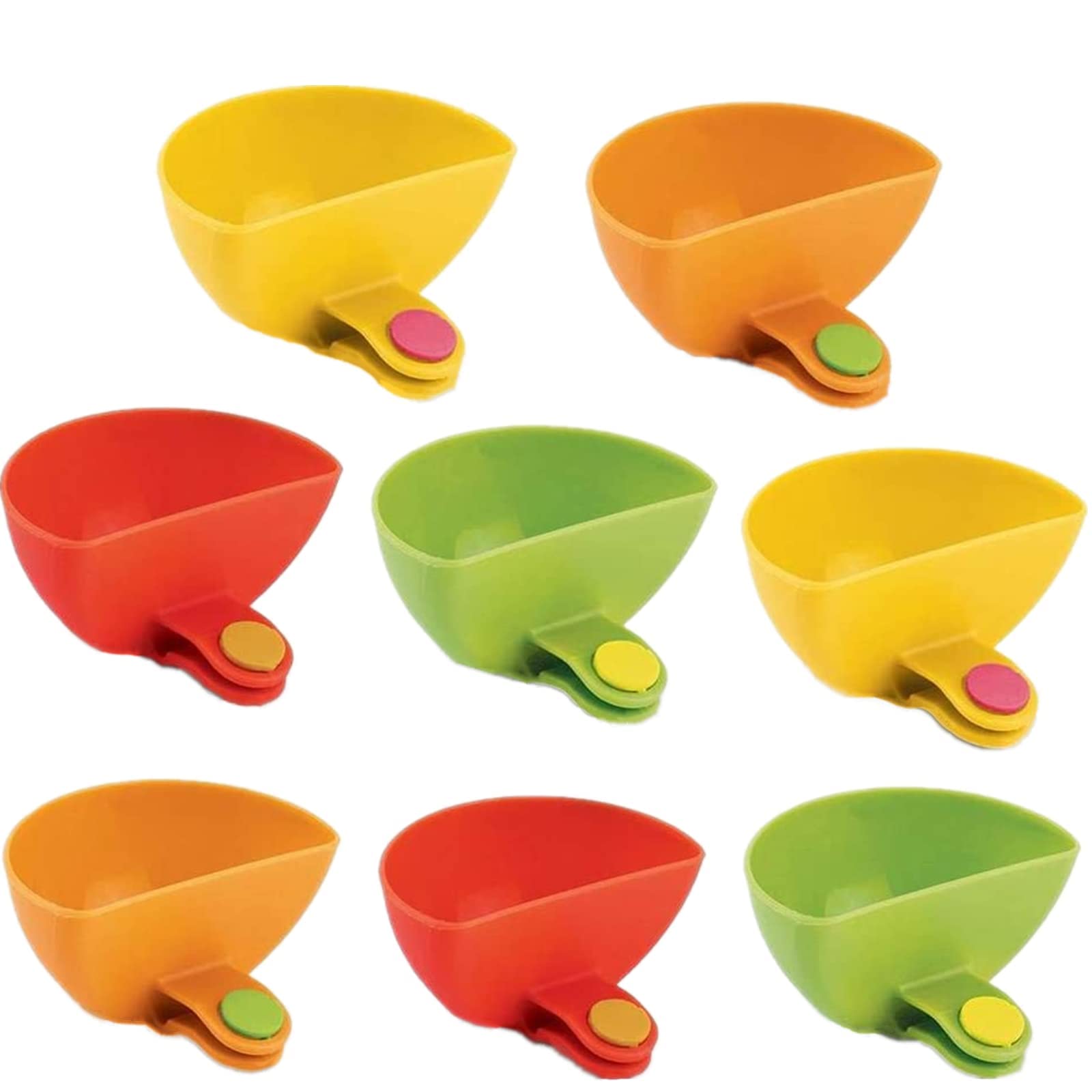 8 Pcs Dip Clips Dip Holders Tomato Sauce Salt Vinegar Sugar Flavor Spices Dip Container Bowl Strong Clips with Container Dish for Any Sauce Dish Chip Bowl for Kitchen Gadgets, Assorted Colors
