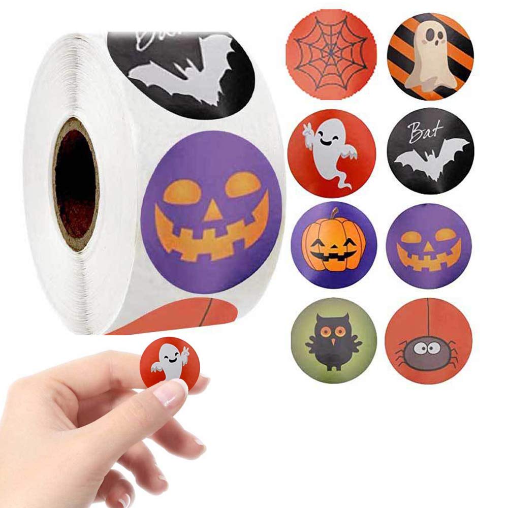 SUNNEE 500 PCS Halloween Christmas Stickers Jack-O'-Lantern Stickers Pumpkin Stickers Halloween Sticker Roll For Halloween Party Favors Decoration
