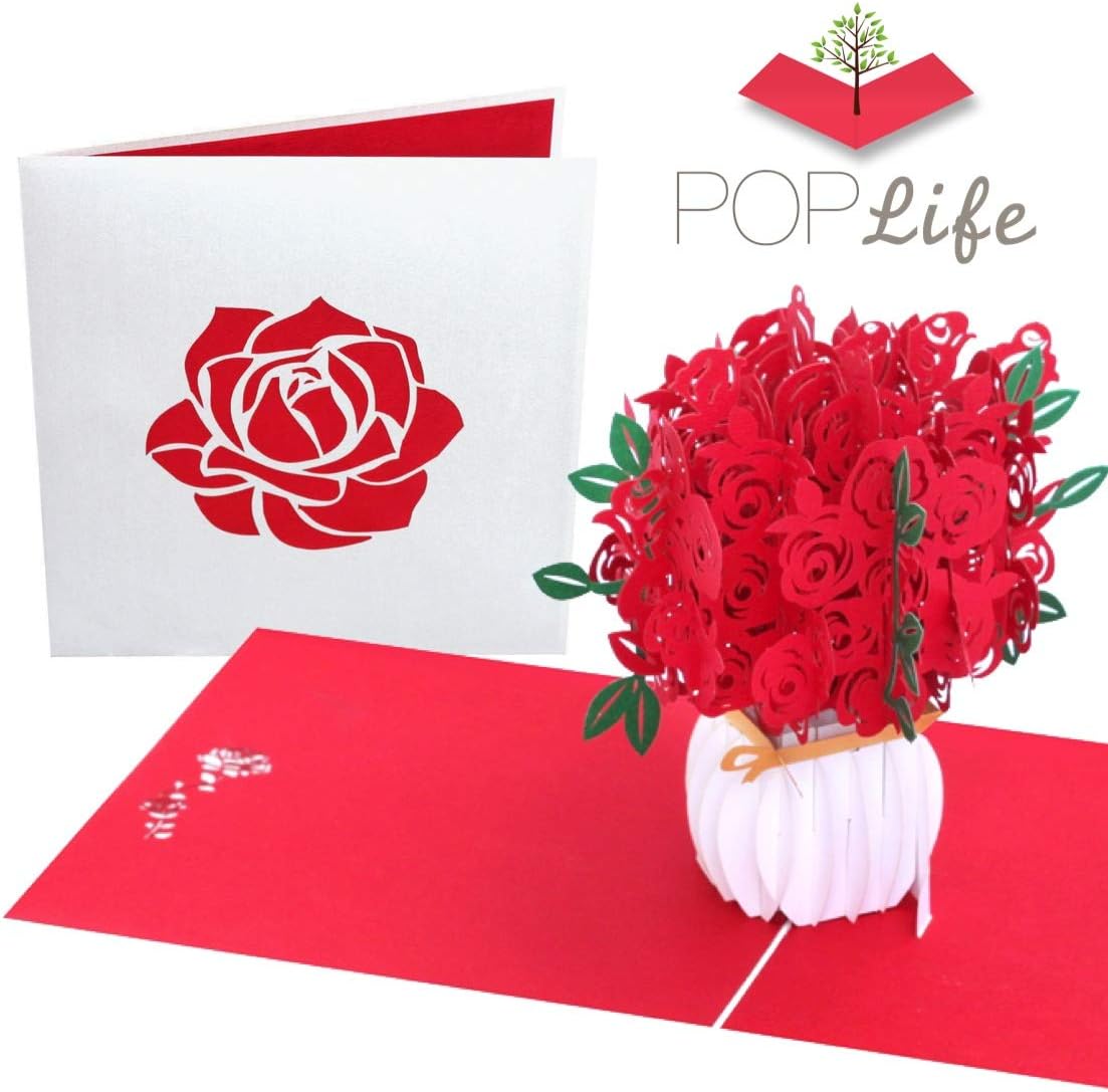 Amazon Com Poplife Red Roses Pop Up Mother S Day Card 3d Happy