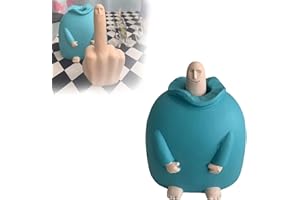 Junwait Funny Smiling Middle Finger Statue Ornaments, Novelty Resin Finger Man Sculpture Decorations, Quirky Middle Finger Hand Statue for Table Shelf Office Desktop Decoration