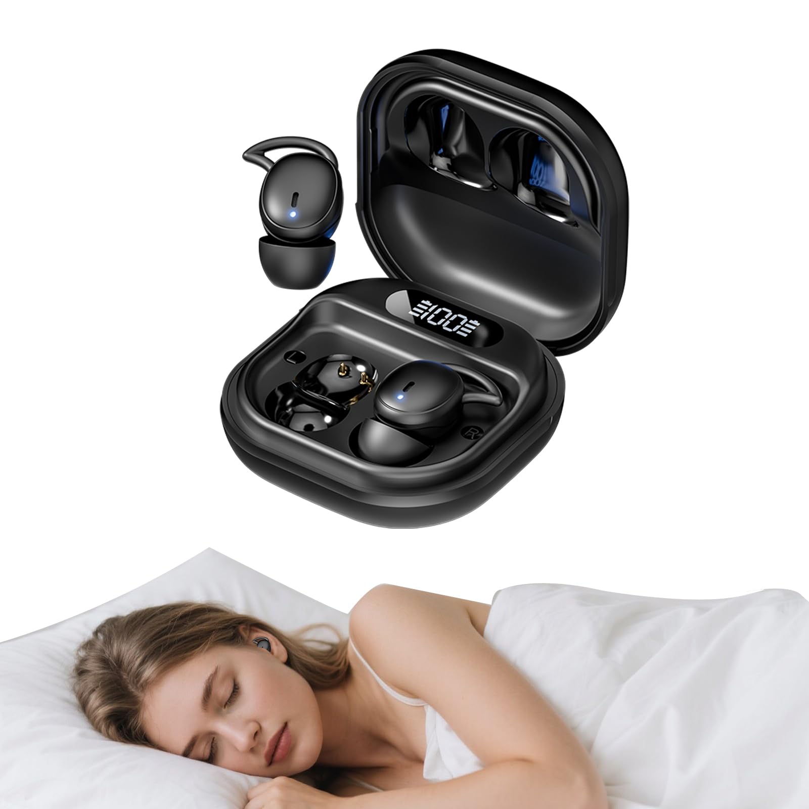 Sleep Small Earbuds Wireless Noise Cancelling Bluetooth 5.4 Earphones Soft In Ear Headphones for Side Sleeping Invisible Mini TWS Wireless Bluetooth Earbuds Sleep Ear Buds ENC Earphones for Small Ears