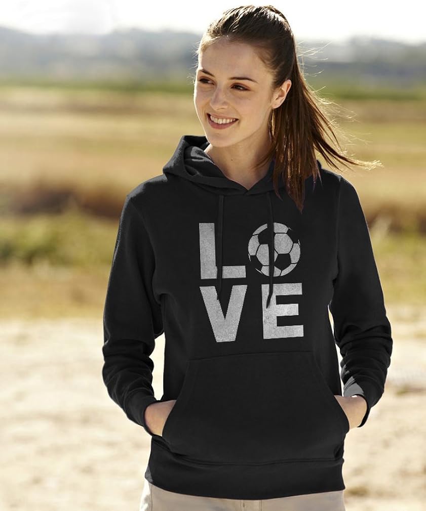 I Love Soccer Sweatshirt Gift for Soccer Players Fans Women Hoodie: Clothing