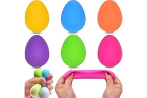 Menzcci 6 Pack Easter Eggs Squeeze Toys Stress Balls Squishy Toys for Kids Boys Girls Easter Egg Hunt Easter Basket Stuffers Egg Fillers Party Favors Gifts
