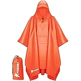 PTEROMY Hooded Rain Poncho for Adult with Pocket, Waterproof Lightweight Unisex Raincoat for Hiking Camping Emergency