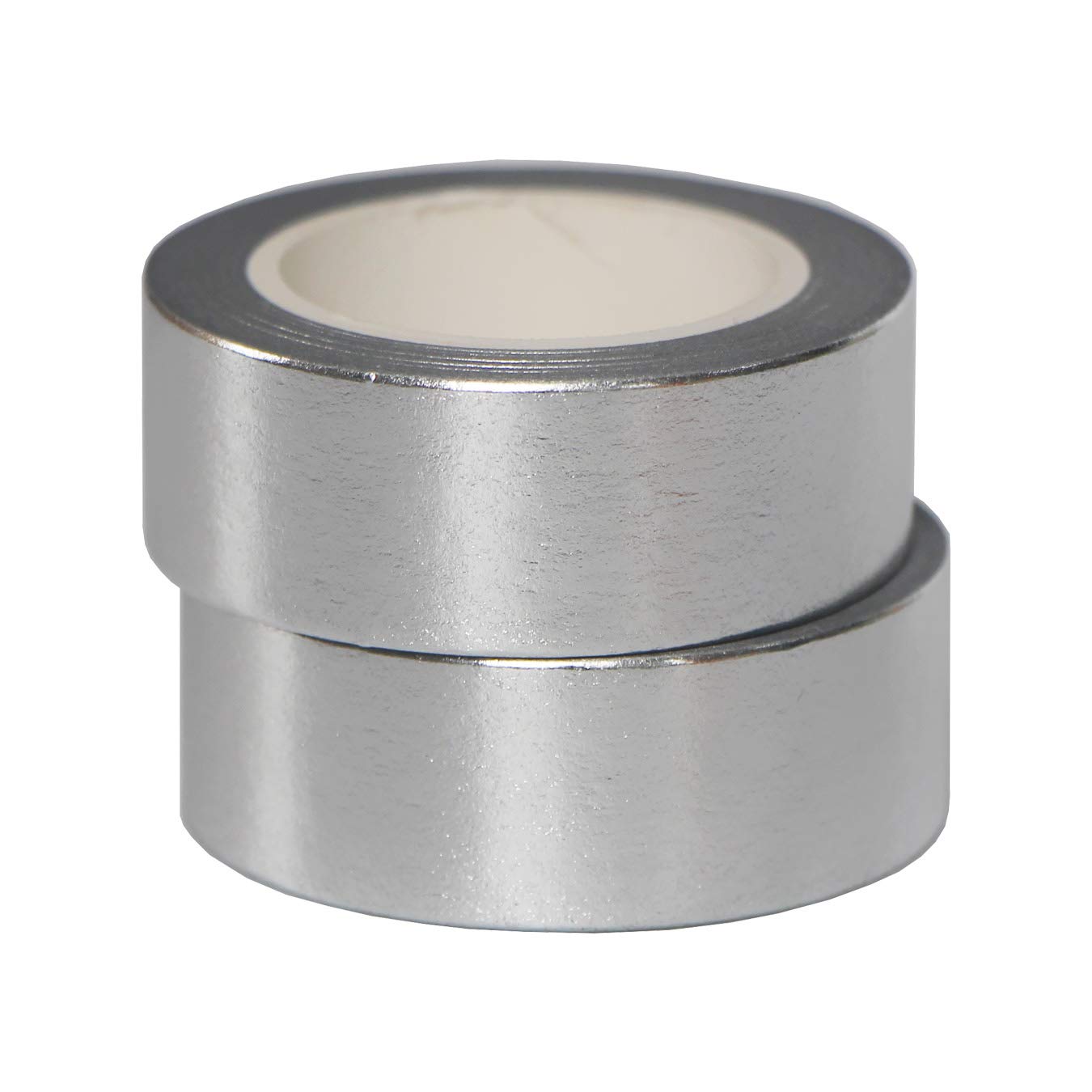 aufodara 2 Rolls 10m x15mm Washi Tape Set MaskingTape Glitter Metallic Color Adhesive Paper Sticker Deco DIY Scrapbooking Craft (Silver)