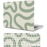 Laptop Case Cover Compatible with MacBook Pro 16 inch 2020 2019 Release Model A2141 with Touch Bar and Touch ID, Lightweight Plastic Protective Hard Shell Case and Keyboard Cover, Green Line
