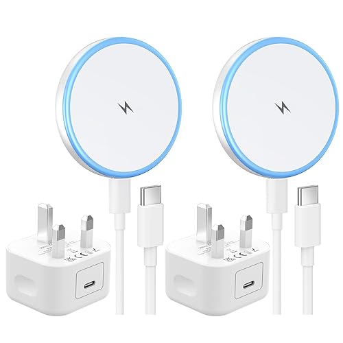 Magnetic Wireless Charger Fast Charge, 2Pack 15W Mag-safe Charger Pad and 2Pack 20W iPhone Charge Plug with 6FT USB C to USB C Cable Compatible iPhone 17 16 15 14 13 12 Pro/Pro Max/Air/Plus, AirPods